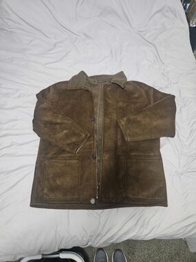 Weatherproof XL Brown Faux Suede Sherpa Lined Ranch Coat Jacket Western Winter